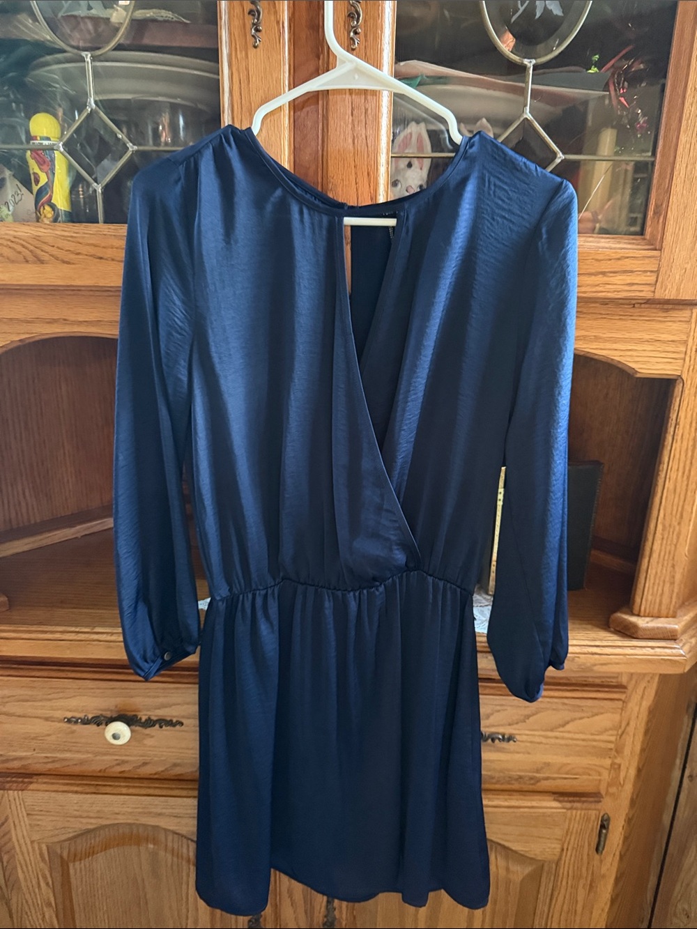 Forever 21 Navy Long-Sleeve Wrap-Style Mini Dress Like new worn once size medium